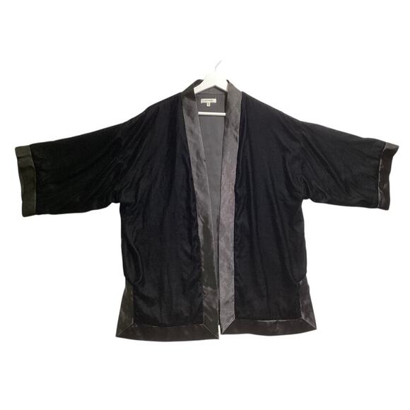 Max Studio velvet kimono with satin trim women’s M black - Picture 1 of 6